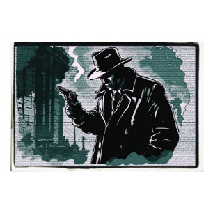 Gritty City Urban Detective 1940s Vintage Stijl Foto Afdruk