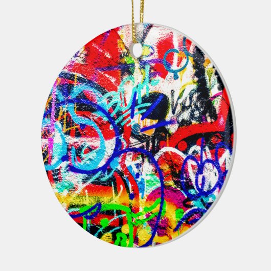 Gritty Crazy Graffiti Keramisch Ornament (Links)