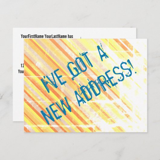 Gritty en versleten uitziende nieuwe-huis ansichtk aankondigingskaart (Voorkant / Achterkant)