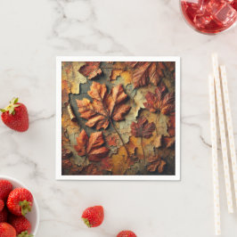 Gritty Fall verlaat gebarsten verf Decoupage serve Servet