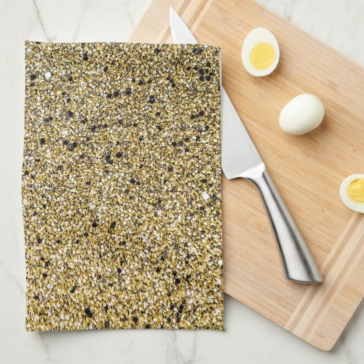 Gritty Gold Glitter Sparkle Theedoek (Quarter Fold)