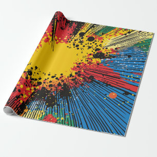 Gritty Graffiti Gele Straal Snelheidlijn Cadeaupapier
