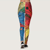 Gritty Graffiti Gele Straal Snelheidlijn Leggings (Achterkant)