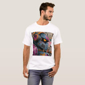 Gritty Graffiti Robot with Headphones — Street Art T-shirt (Voorkant volledig)