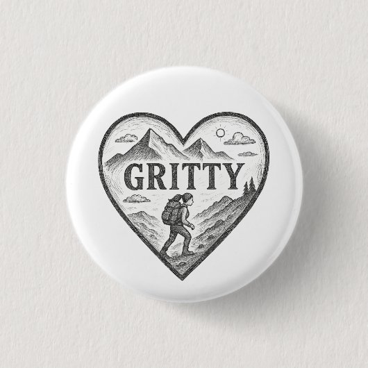 Gritty Hart Ronde Button 3,2 Cm (Voorkant)