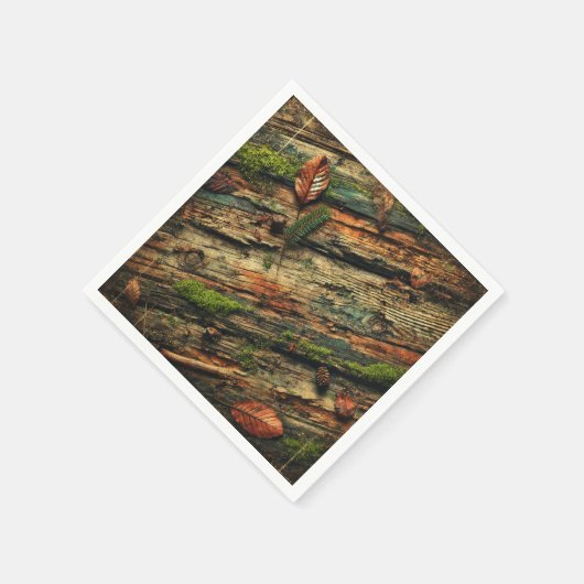 Gritty Herfst Distress Wood & Moss Découpage Serve Servet (Hoek)
