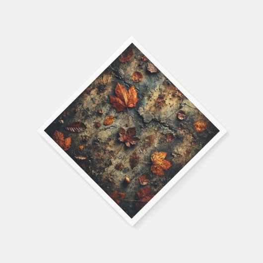 Gritty Herfst Leafy Rough Concrete Découpage Serve Servet (Hoek)