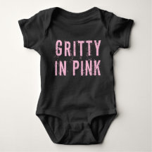 Gritty In Pink - Baby Jersey Bodysuit (Zwart)