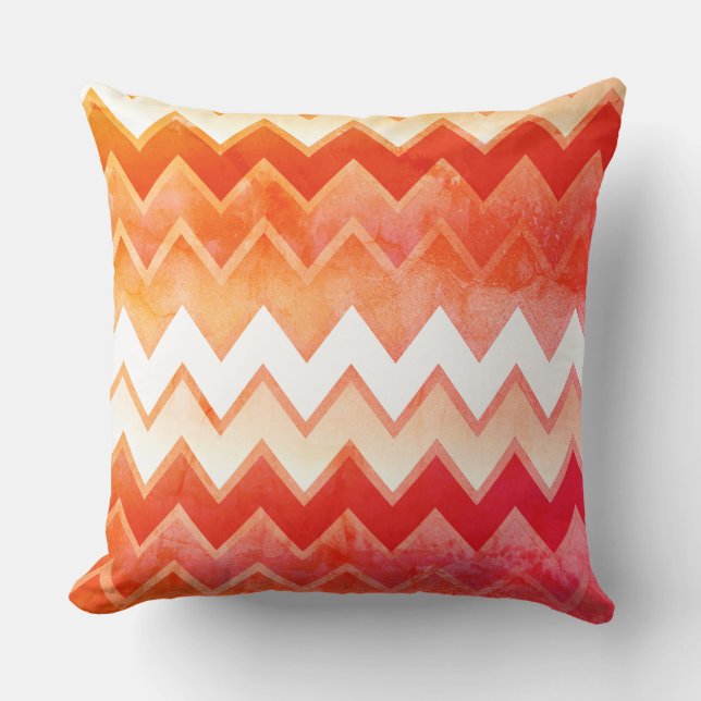 Gritty Oranje Chevron Pattern Sierkussen (Voorkant)