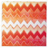 Gritty Oranje Chevron Pattern Tegeltje (Voorkant)