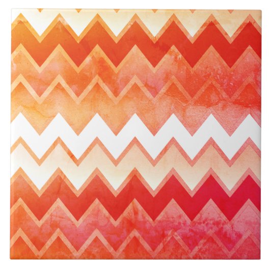 Gritty Oranje Chevron Pattern Tegeltje (Voorkant)