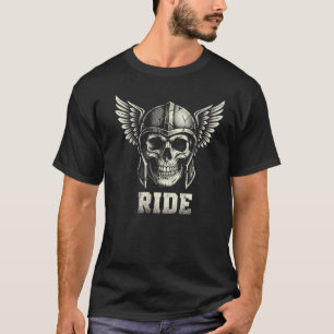 Gritty Schedel Gevleugelde Helm Motorfiets Rij Kun T-shirt