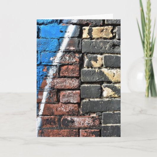 Gritty Two Tone Graffiti Art Brick Wall Kaart (Voorkant)
