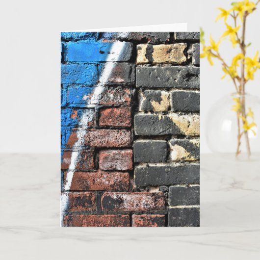 Gritty Two Tone Graffiti Art Brick Wall Kaart (Gele Bloem)
