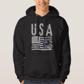 Gritty USA Flag Skull Graphic Black Hoodie (Voorkant)