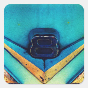 Gritty V8 Motor Embleem Vierkante Sticker