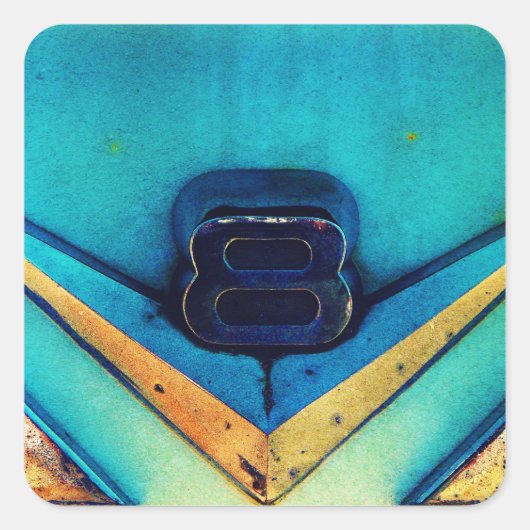 Gritty V8 Motor Embleem Vierkante Sticker (Voorkant)