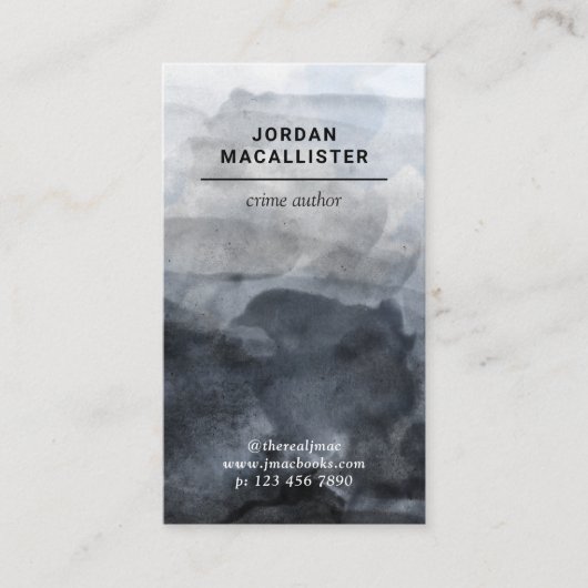 Gritty Waterverf Crime Author Visitekaartje (Voorkant)