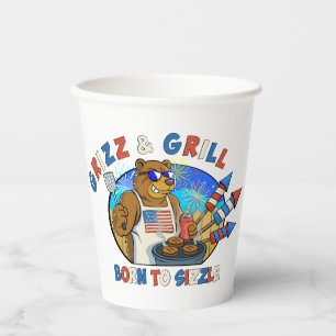 Grizz & Grill: Geboren om het bier, de hamburger,  Papieren Bekers