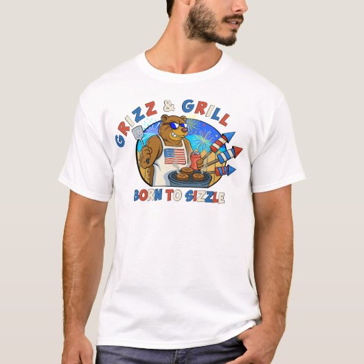 Grizz & Grill: Geboren om het bier, de hamburger,  T-shirt (Voorkant)