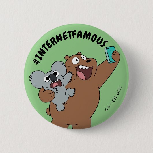 Grizz & Nom Nom - #InternetFamous Ronde Button 5,7 Cm (Voorkant)