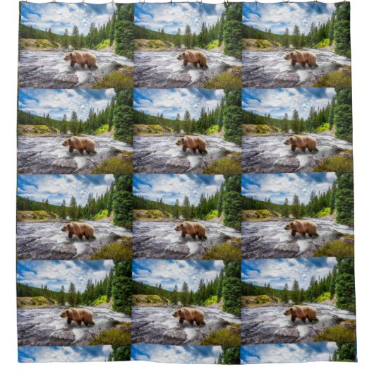 GRIZZELF BEER IN ALASKA SHOWER CURTAS DOUCHEGORDIJN (Voorkant)