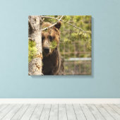 GRIZZELF BEER PEELFOTOGRAFIE GEWRAPPEERDE KANVAS CANVAS AFDRUK (Insitu (Houten vloer))