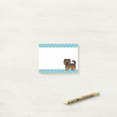 Grizzle Norfolk Terrier Cartoon Hond & Blauwe Rand Post-it® Notes (Op bureau)