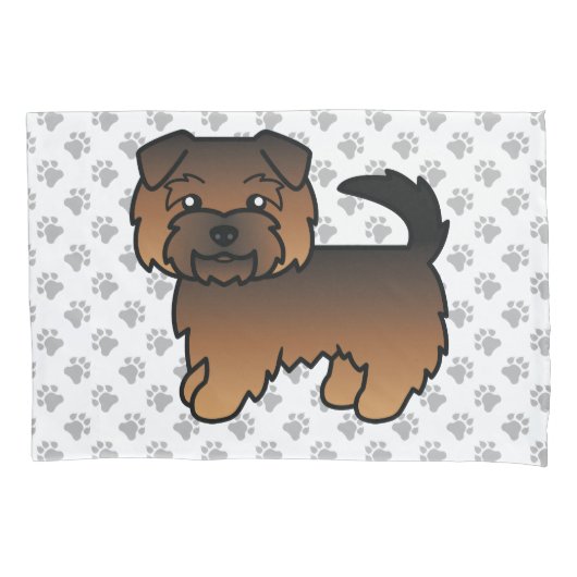 Grizzle Norfolk Terrier Cartoon Hond & Pootjes Kussensloop (Voorkant)
