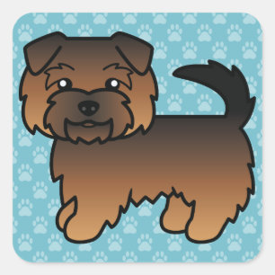 Grizzle Norfolk Terrier Hond Cute Illustratie Blau Vierkante Sticker