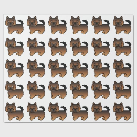Grizzle Norwich Terrier Cartoon Dog Pattern Cadeaupapier (Vlak)