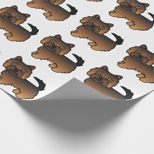 Grizzle Norwich Terrier Cartoon Dog Pattern Cadeaupapier (Hoek)