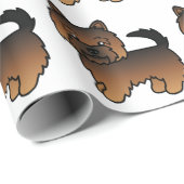 Grizzle Norwich Terrier Cartoon Dog Pattern Cadeaupapier (Rol Hoek)