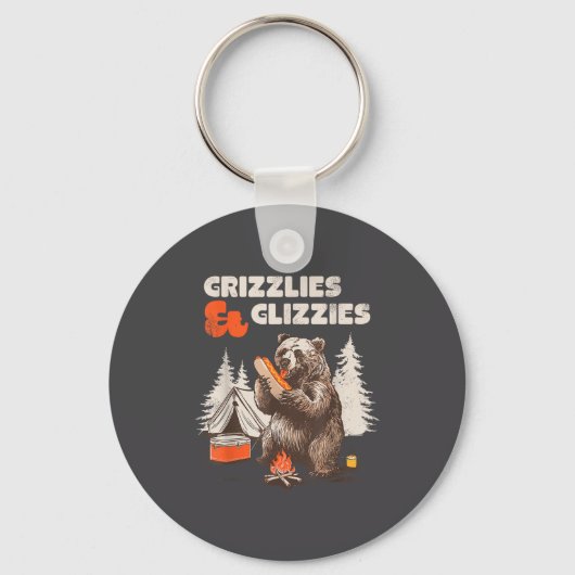 Grizzlies &amp; Glizzies Eating Hotdog Meme Funny  Sleutelhanger (Voorkant)