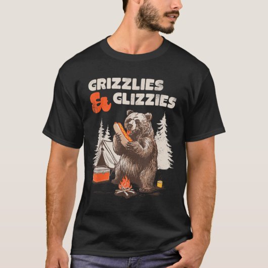 Grizzlies &amp; Glizzies Eating Hotdog Meme Funny  T-shirt (Voorkant)
