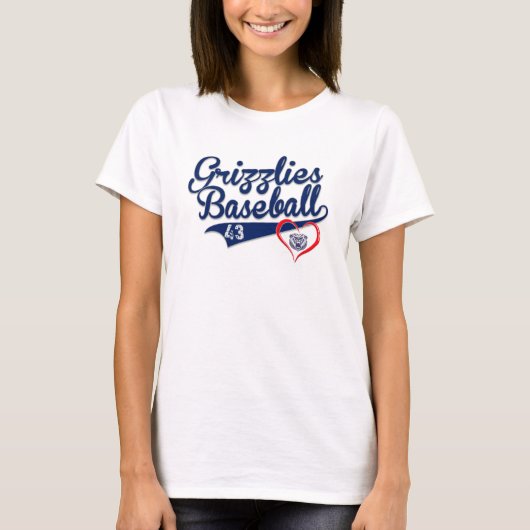 Grizzlies Baseball Love Numbered T-shirt (Voorkant)