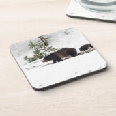 Grizzlies in de sneeuw onderzetter (Linkerzijde)