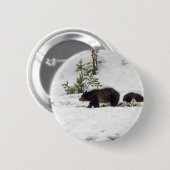 Grizzlies in de sneeuw ronde button 5,7 cm (Voorkant /achterkant)