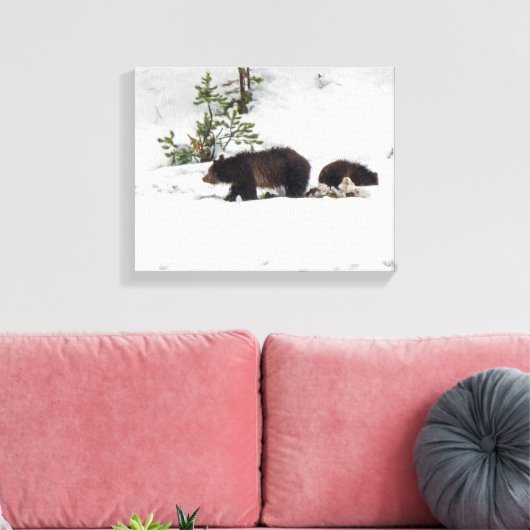 Grizzlies in het Sneeuwgestrekte Canvas (Insitu (Woonkamer))