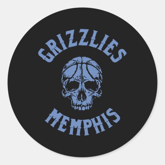 Grizzlies Skull Ronde Sticker (Voorkant)