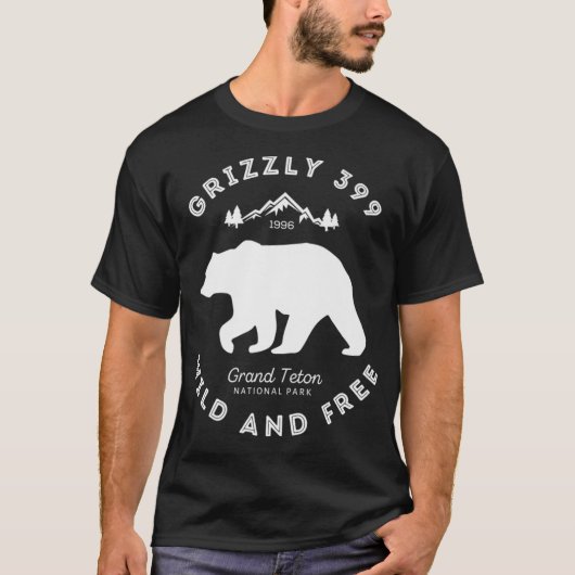 Grizzly 399 Wild Free Grand Teton National Park P T-shirt (Voorkant)