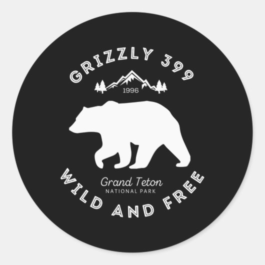 Grizzly 399 Wild Free Grand Teton National Park Ronde Sticker (Voorkant)