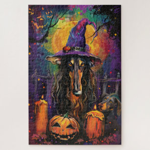 Grizzly Afghanaar Halloween Heks en Pompoen Legpuzzel