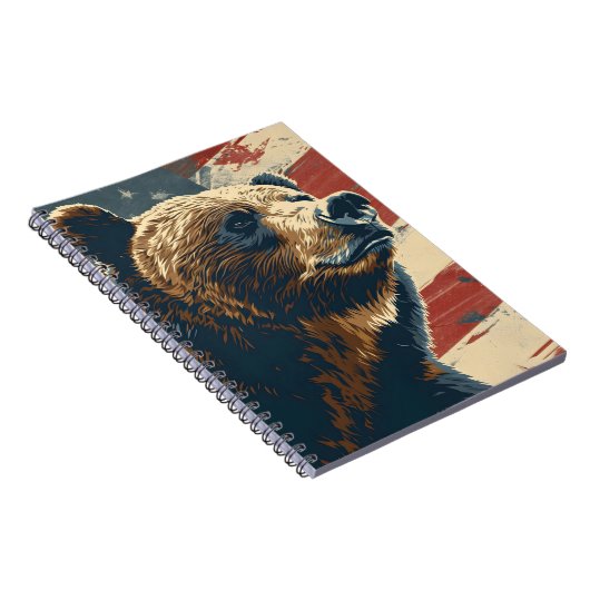  Grizzly Amerikaanse vlag Notitieboek (Rechterzijde)