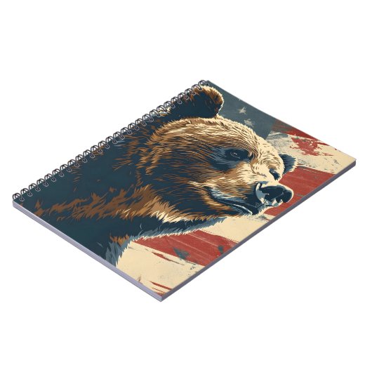  Grizzly Amerikaanse vlag Notitieboek (Linkerzijde)