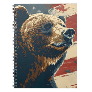  Grizzly Amerikaanse vlag Notitieboek