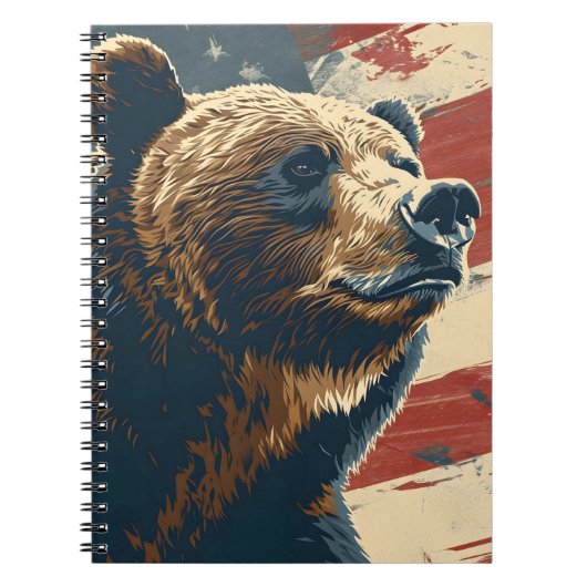  Grizzly Amerikaanse vlag Notitieboek (Voorkant)