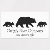 Grizzly Bear Family Silhouettes Custom Labels (Design 2)