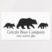 Grizzly Bear Family Silhouettes Custom Labels (Design 1)