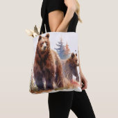 Grizzly Bear Family Watercolor - Country Stroll Tote Bag (Dichtbij)